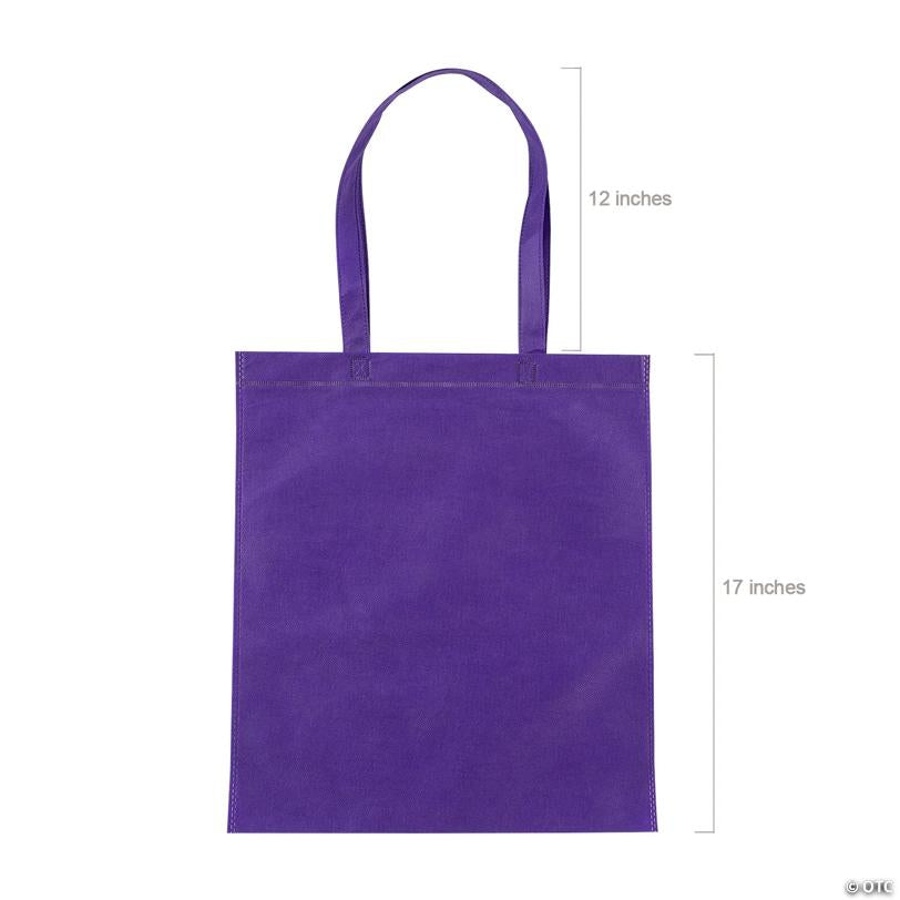 15" x 17" Bulk Large Purple Nonwoven Tote Bags - 48 Pc.