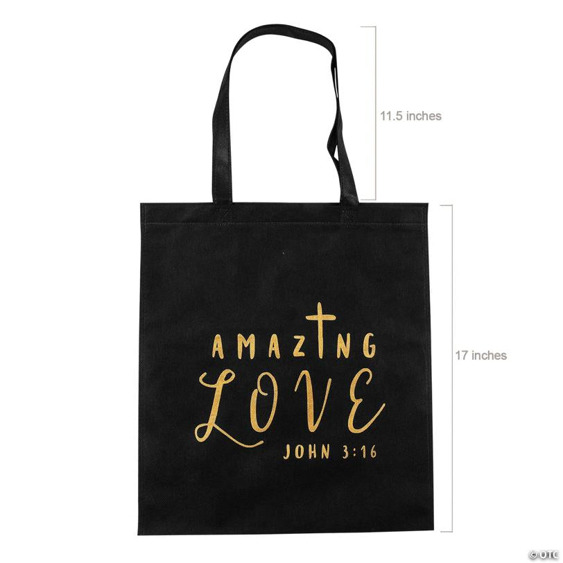 15" x 17" Large Amazing Love Nonwoven Tote Bags - 12 Pc.