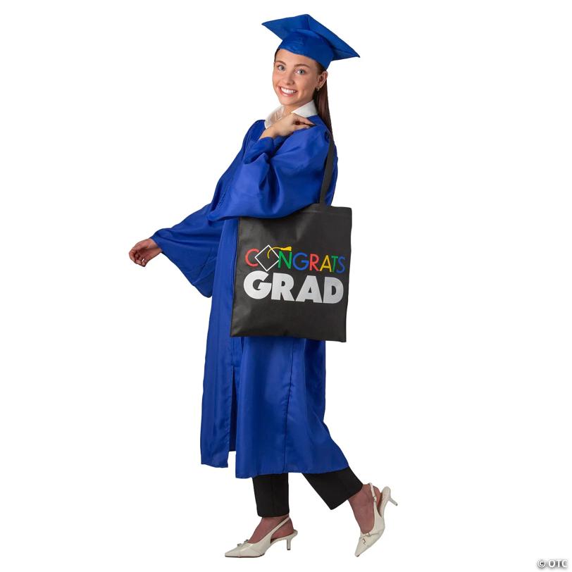 15" x 17" Large Black Graduation Congrats Grad Nonwoven Tote Bags – 12 Pc.