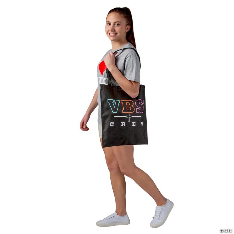 15" x 17" Large Black VBS Crew Nonwoven Tote Bags – 12 Pc.