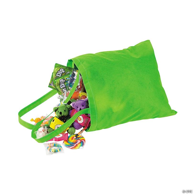 15" x 17" Large Bright Neon Nonwoven Tote Bags - 12 Pc.