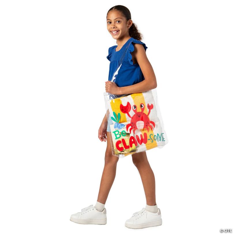 15" x 17" Large Clear Coastal Party Animal Vinyl Tote Bags – 3 Pc.