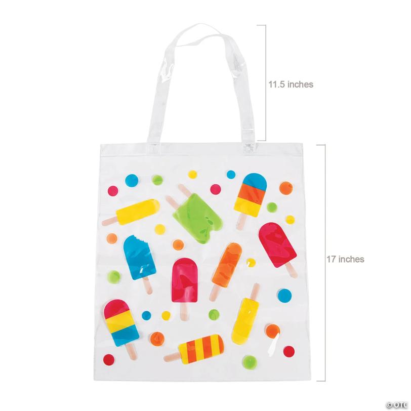 15" x 17" Large Ice Pop Party Vinyl Tote Bags - 12 Pc.