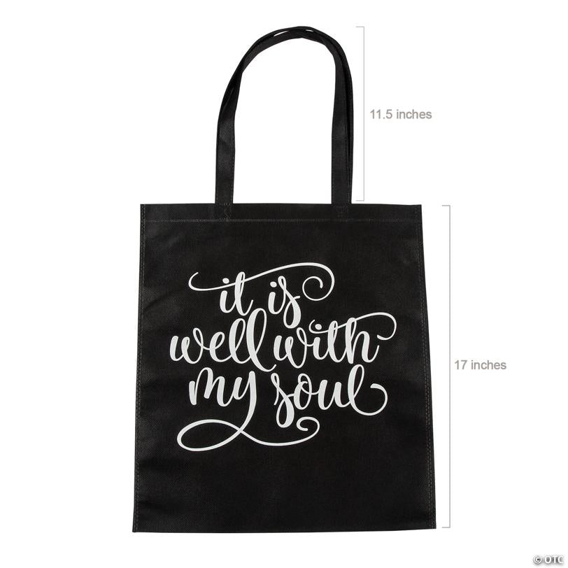 15" x 17" Large It Is Well with My Soul Nonwoven Tote Bags - 12 Pc.