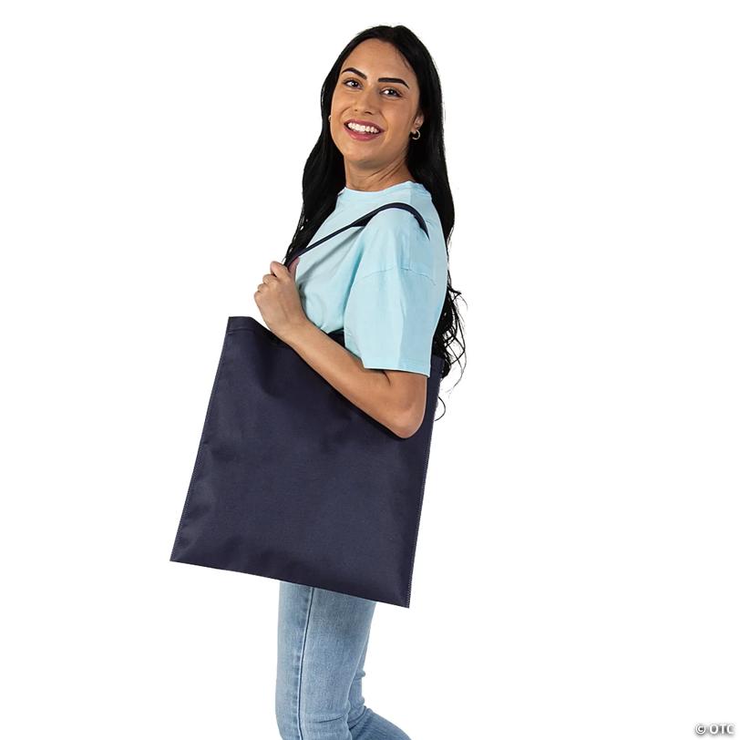 15" x 17" Large Navy Blue Nonwoven Tote Bags - 12 Pc.