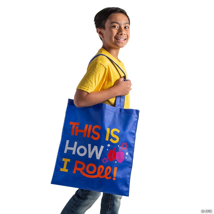 15" x 17" Large Nonwoven Hanukkah Tote Bags - 12 Pc.