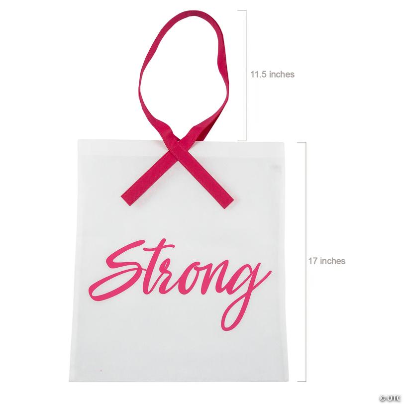 15" x 17" Large Nonwoven Pink Ribbon Strong Tote Bags - 12 Pc.
