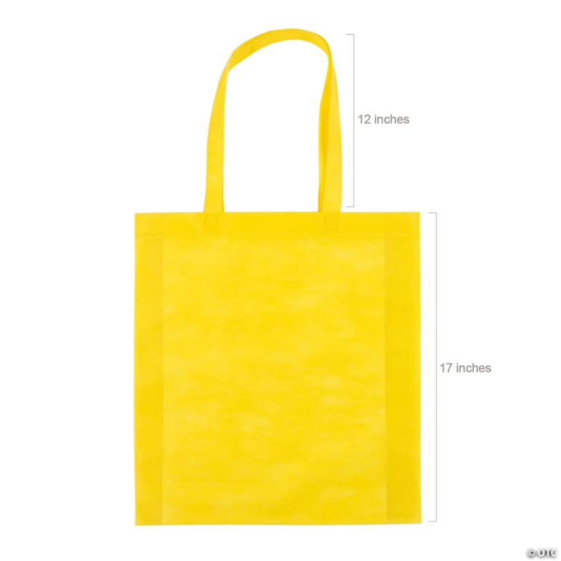 15" x 17" Large Yellow Nonwoven Tote Bags - 12 Pc.