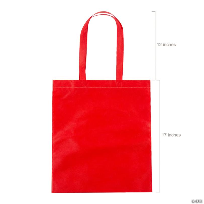 15" x 17" Large Red Tote Bags - 12 Pc.