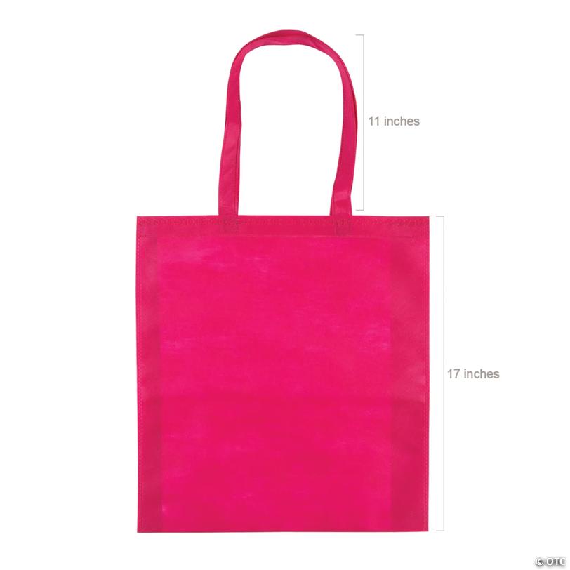 15" x 17" Large Pink Nonwoven Tote Bags - 12 Pc.