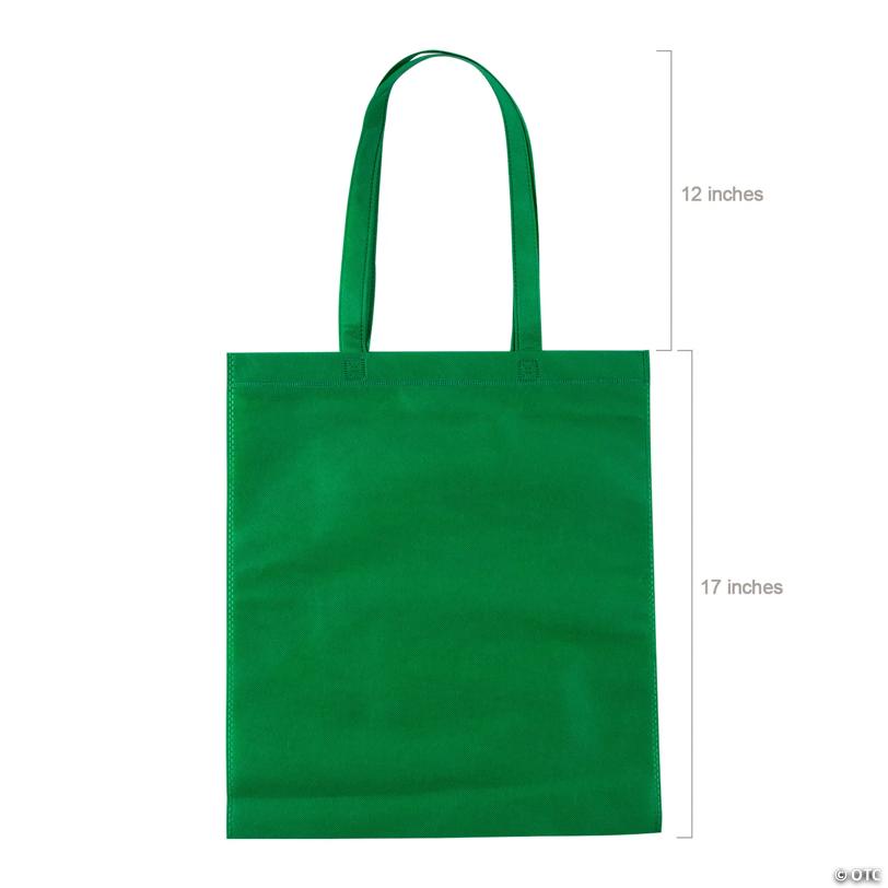 15" x 17" Large Green Tote Bags – 12 Pc.