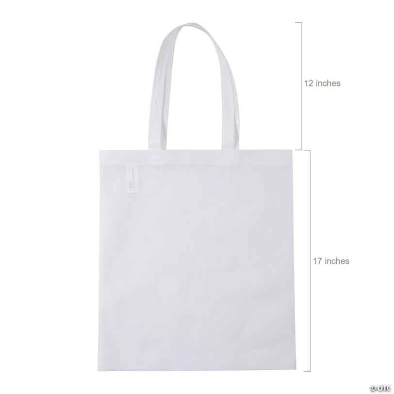 15" x 17" Large White Tote Bags - 12 Pc.