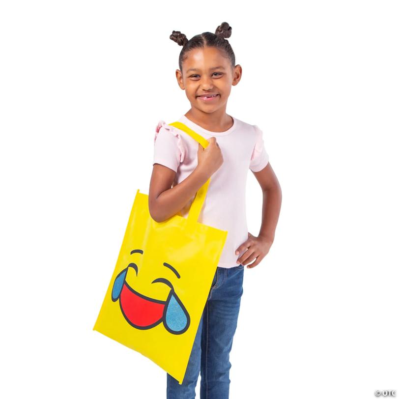15" x 17" Large Nonwoven Emoji Tote Bags - 12 Pc.