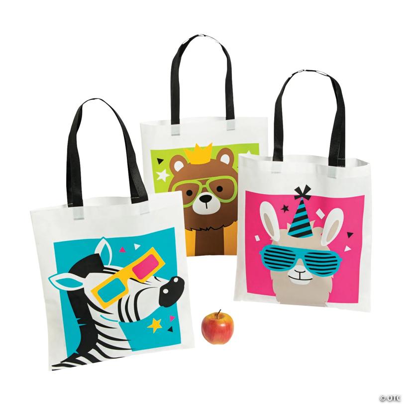 15" x 17" Large Party Animal Nonwoven Tote Bags - 12 Pc.