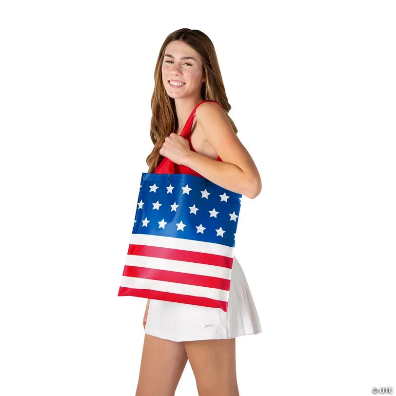 15" x 17" Large Patriotic Laminated Tote Bags - 12 Pc.