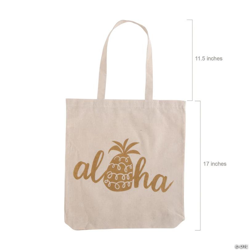 15" x 17" Large Pineapple Canvas Tote Bags - 6 Pc.
