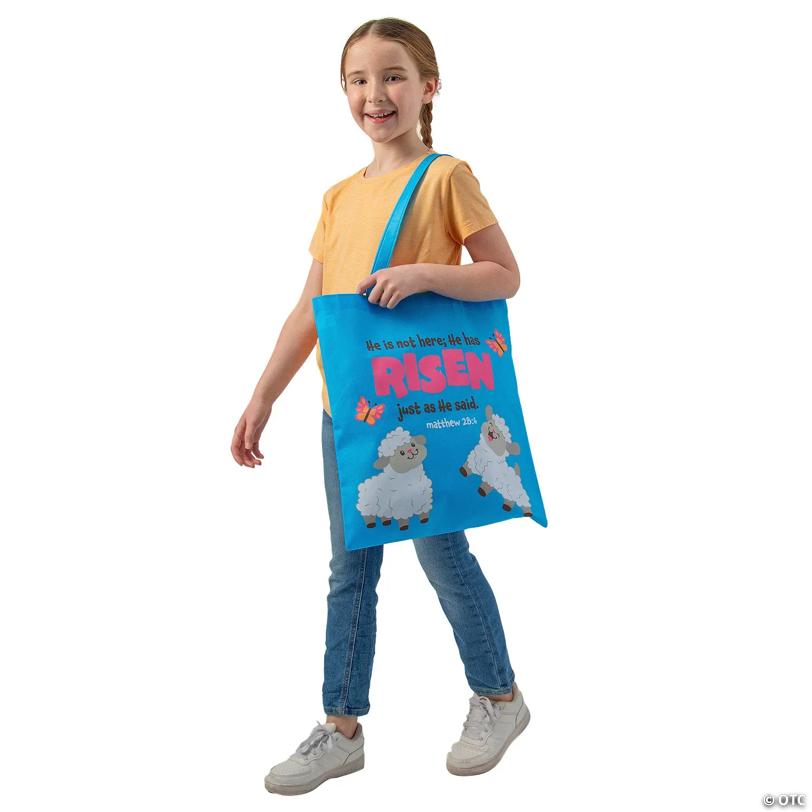 15" x 17" Large Religious Easter He is Risen Nonwoven Tote Bags - 12 Pc.