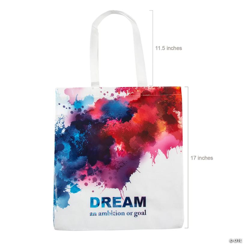15" x 17" Large Watercolor Laminated Tote Bags - 12 Pc.
