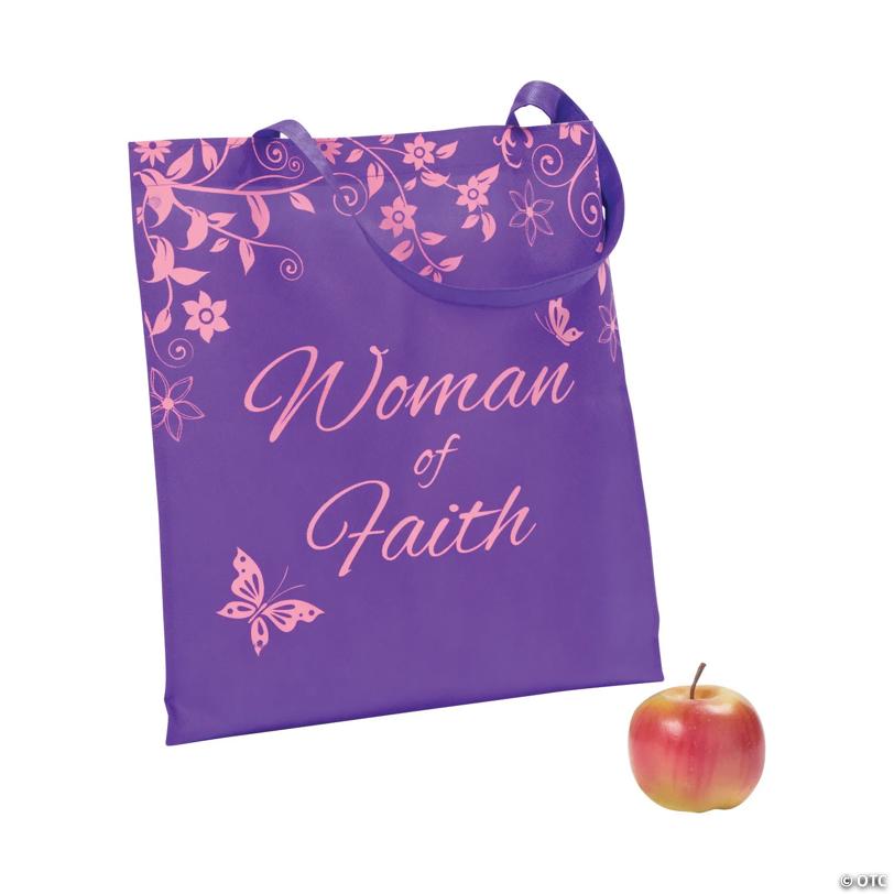 15" x 17" Large Woman of Faith Nonwoven Tote Bags - 12 Pc.