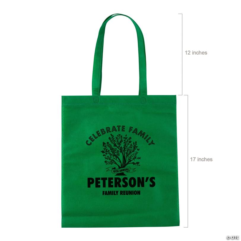 15" x 17" Personalized Large Green Family Tree Nonwoven Tote Bags - 48 Pc.