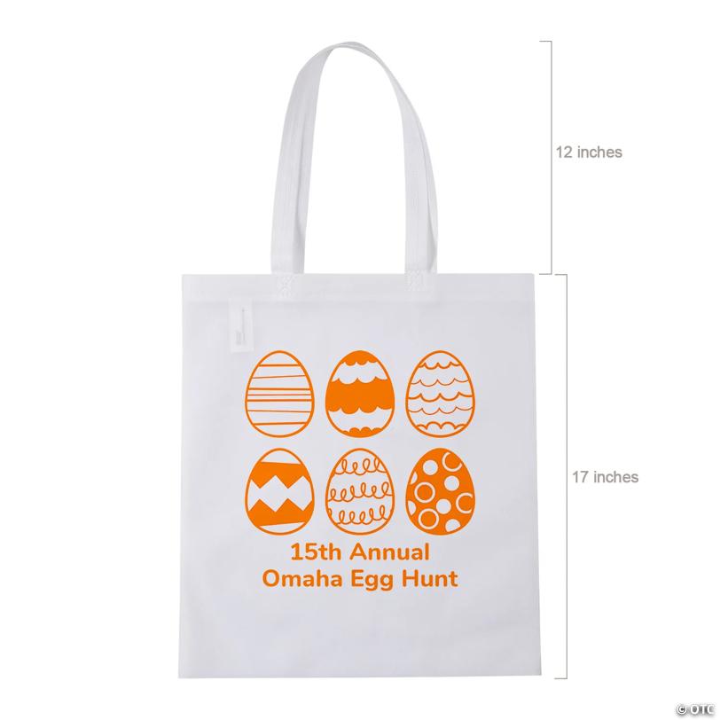 15" x 17" Personalized Large Nonwoven Easter Egg Hunt Tote Bags - 48 Pc.
