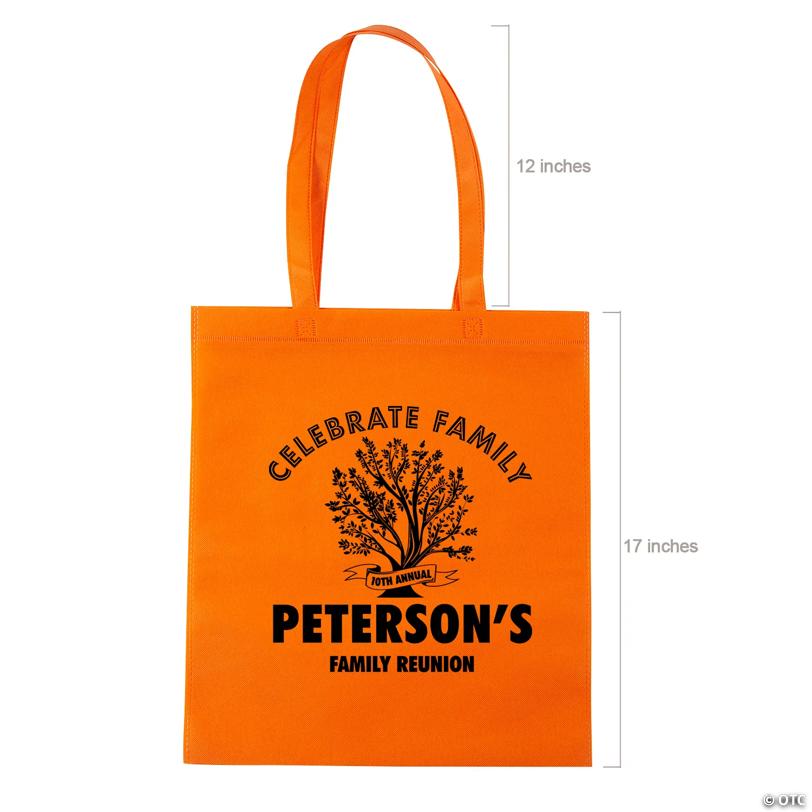 15" x 17" Personalized Large Orange Family Tree Nonwoven Tote Bags - 48 Pc.