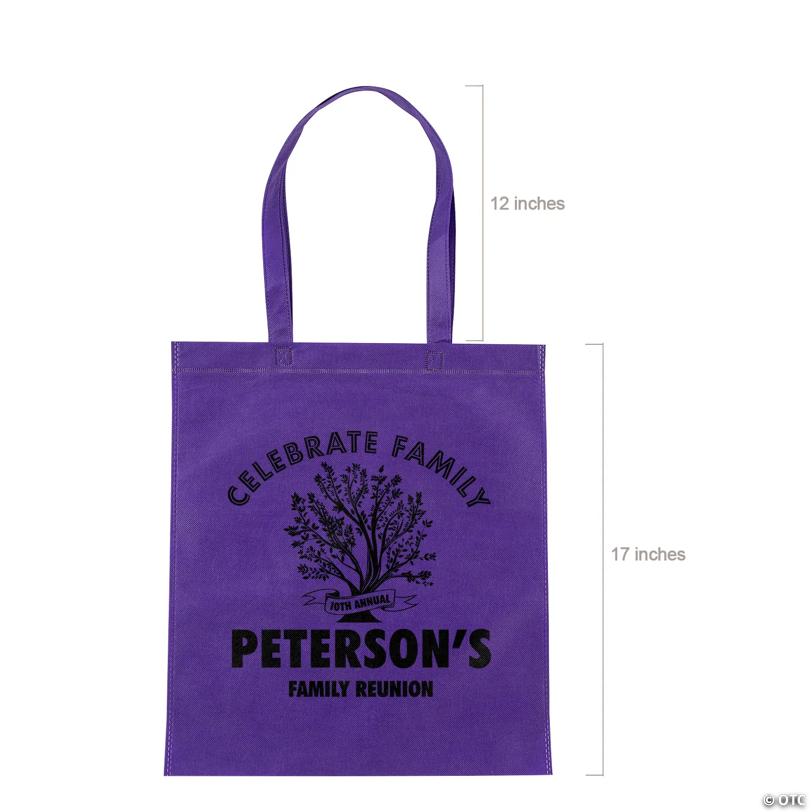 15" x 17" Personalized Large Purple Family Tree Nonwoven Tote Bags - 48 Pc.