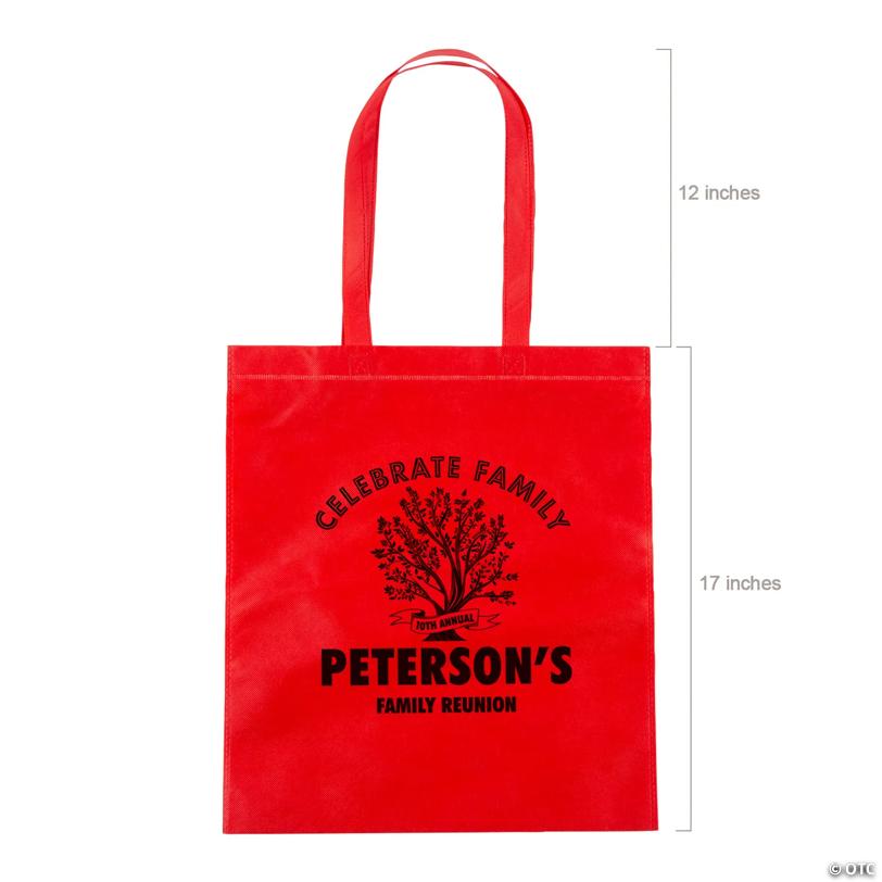 15" x 17" Personalized Large Red Family Tree Nonwoven Tote Bags - 48 Pc.