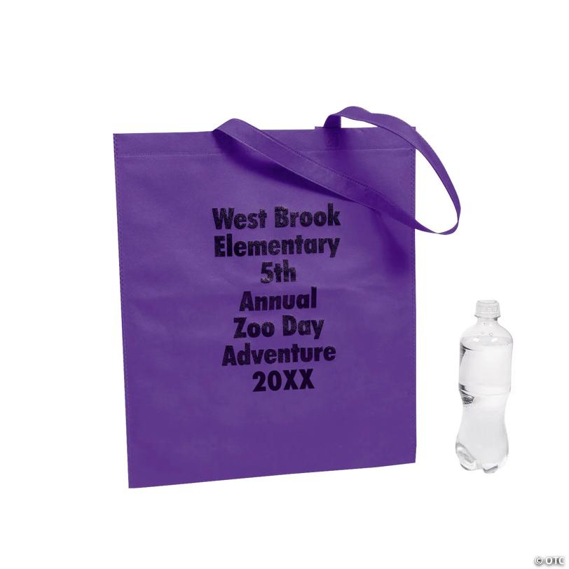 15" x 17" Personalized Large Tote Bags with Text Color Choice - 48 Pc.