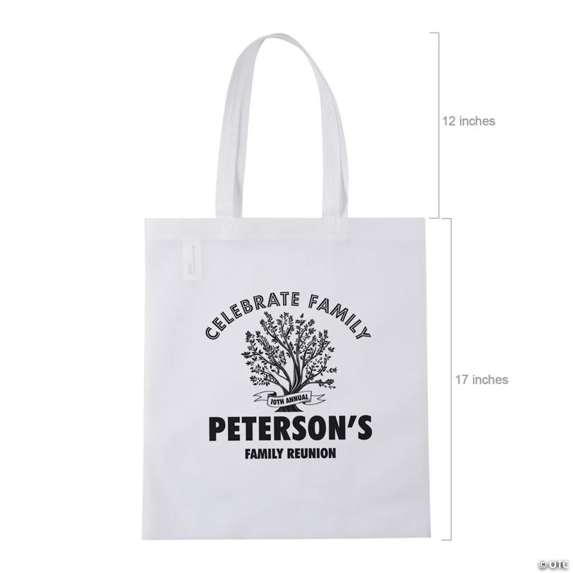 15" x 17" Personalized Large White Family Tree Nonwoven Tote Bags - 48 Pc.