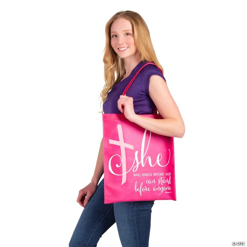 15" x 17" Religious Large Woman of God Nonwoven Tote Bags - 12 Pc.