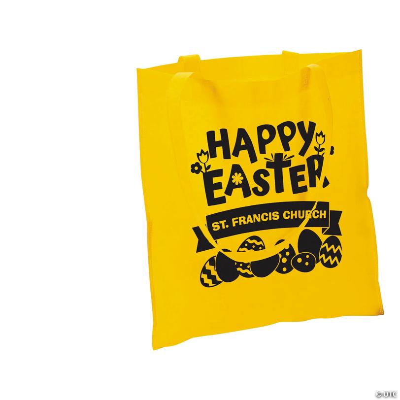 15" x 17" Personalized Church Egg Hunt Large Tote Bags - 48 Pc.