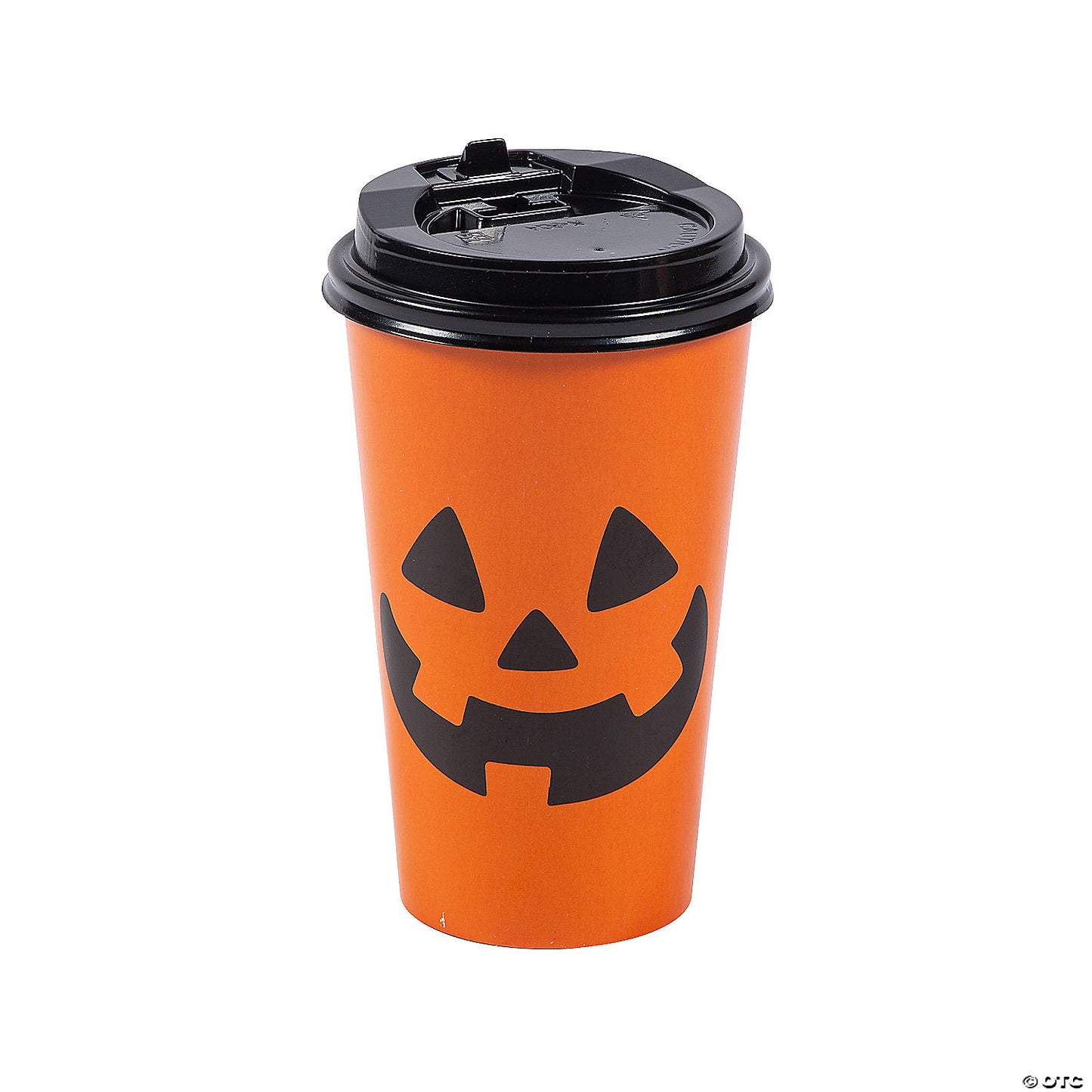 16 oz. Jack-O’-Lantern Disposable Paper Coffee Cups with Lids - 12 Ct.