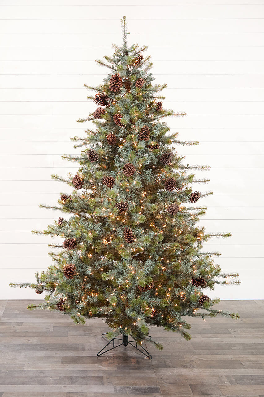 7.5' Mammoth Pine Christmas Tree with 900 Lights Large Pre-Lit Holiday Tree