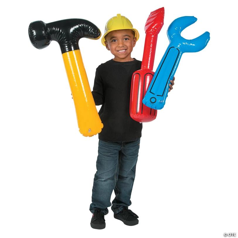 16" - 24 1/2" Bright Color Inflatable Toy Tools Set - 3 Pc.