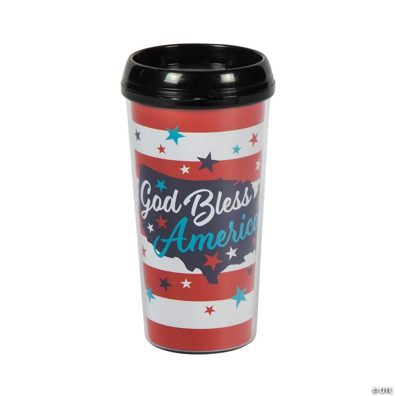 16 oz. God Bless America Reusable Acrylic Travel Mug