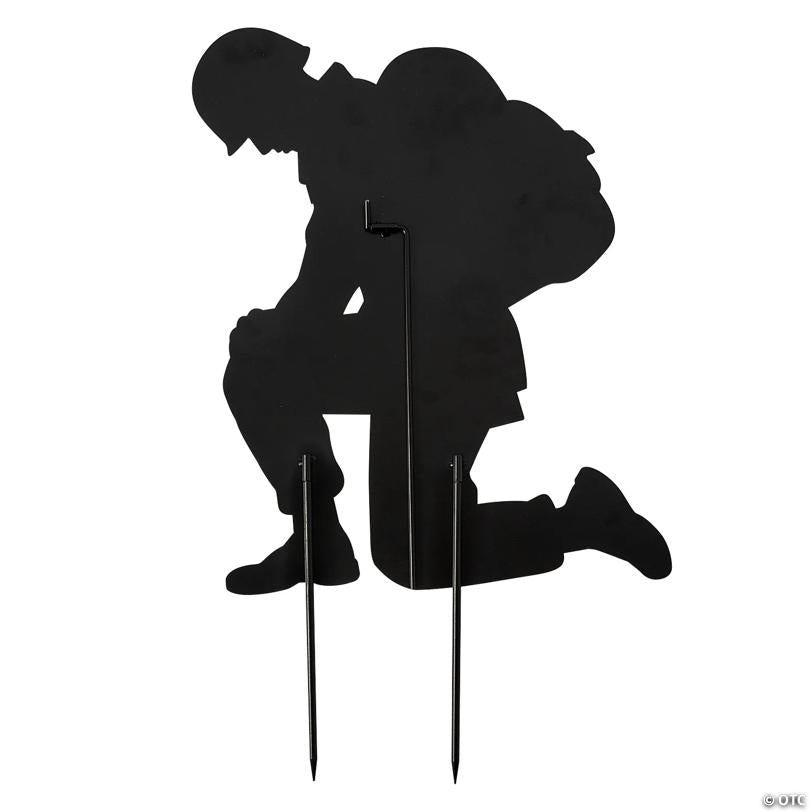 16" x 19 3/4" Metal Kneeling Soldier Silhouette Yard Sign