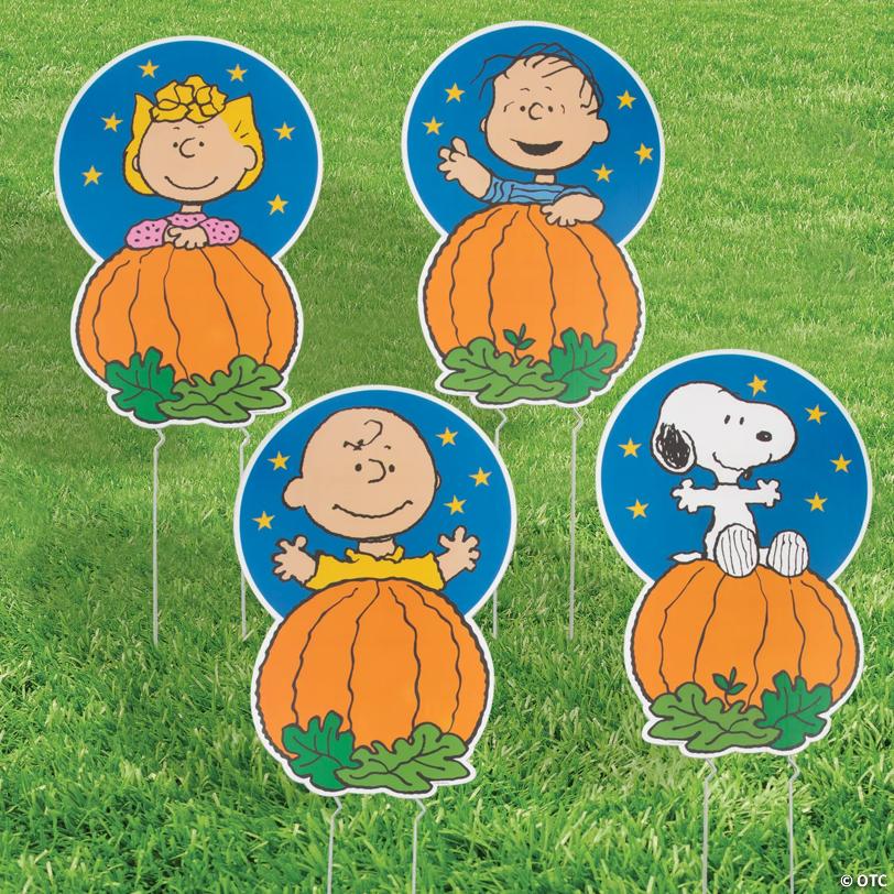 16" x 24" Peanuts® Halloween Plastic Yard Signs - 4 Pc.