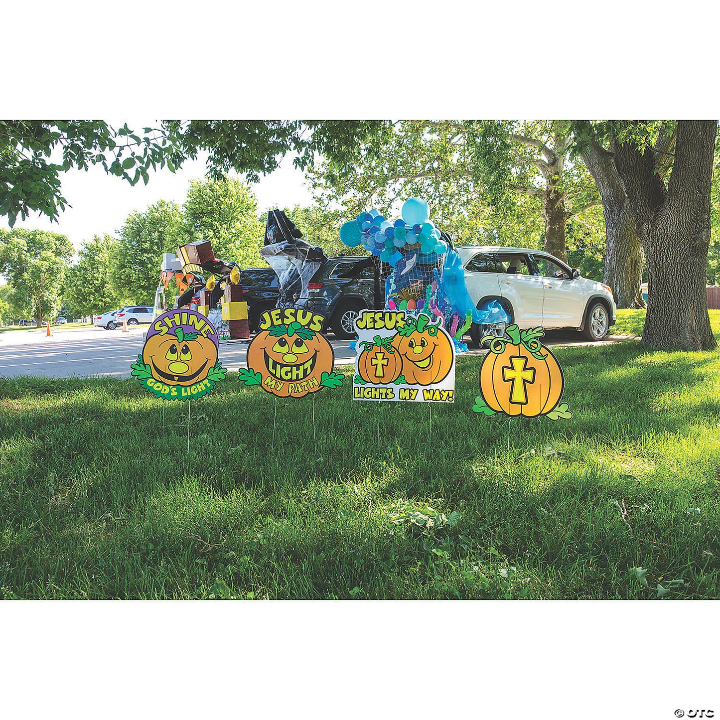 17" - 21" Christian Pumpkin Multicolor Plastic Yard Signs - 4 Pc. | USA Decoration®