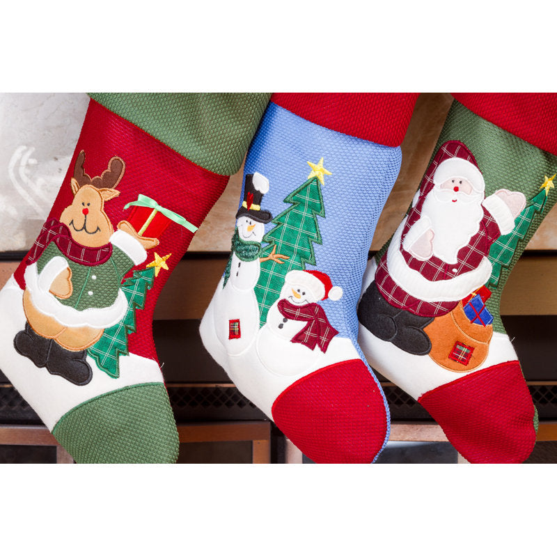 17.5" Embroidered Christmas Stocking Set