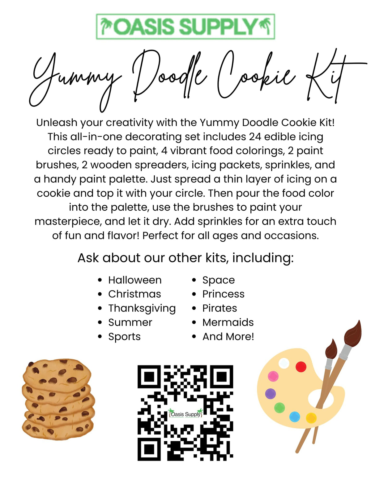 Oasis Supply, Yummy Doodle Kit. Edible Fun at the Tip of your Brush, Making Art that you Can Munch (Christmas)