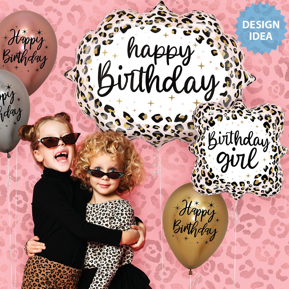 Foil Balloon Girls Satin Leopard Birthday