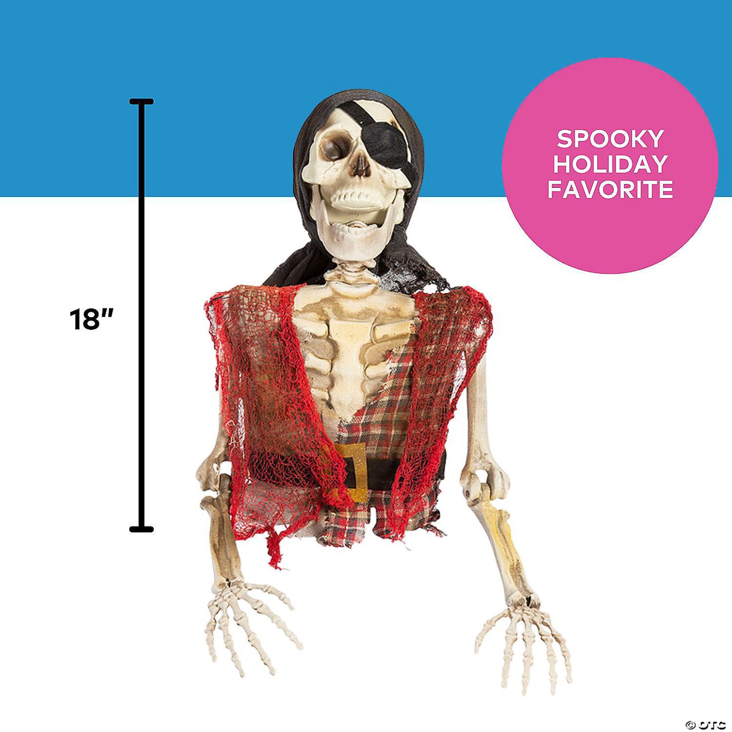 18" Skeleton Pirate Groundbreaker Plastic Halloween Decoration | USA Decoration®