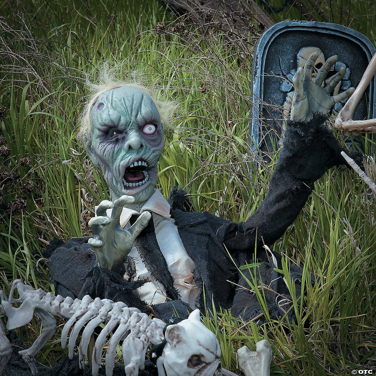 18" x 55" Groundbreaker Zombie with Lights Sound Halloween Decoration | USA Decoration®