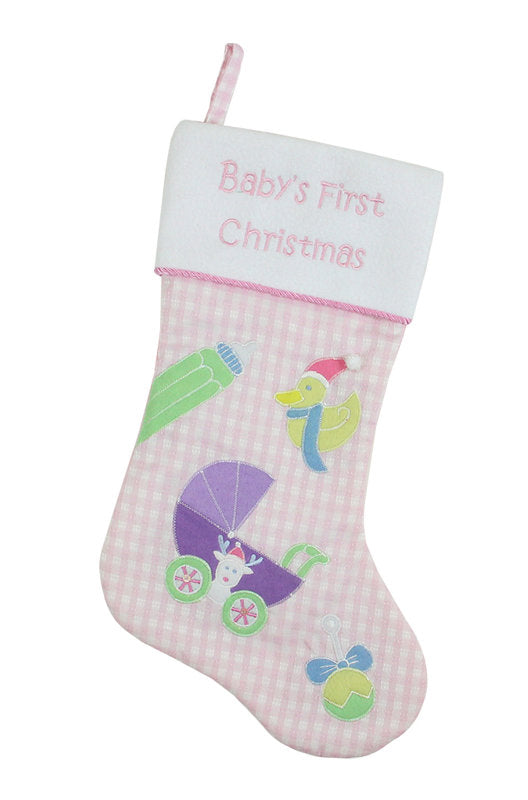 18.5" Baby's First Christmas Embroidered Christmas Stocking