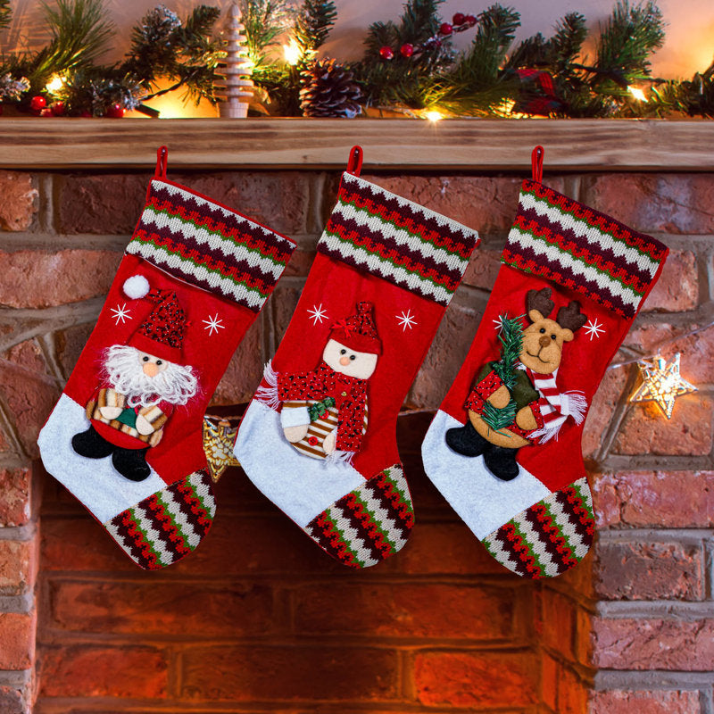 18.5" Christmas Stockings with 3D Holiday Characters, Set of 3