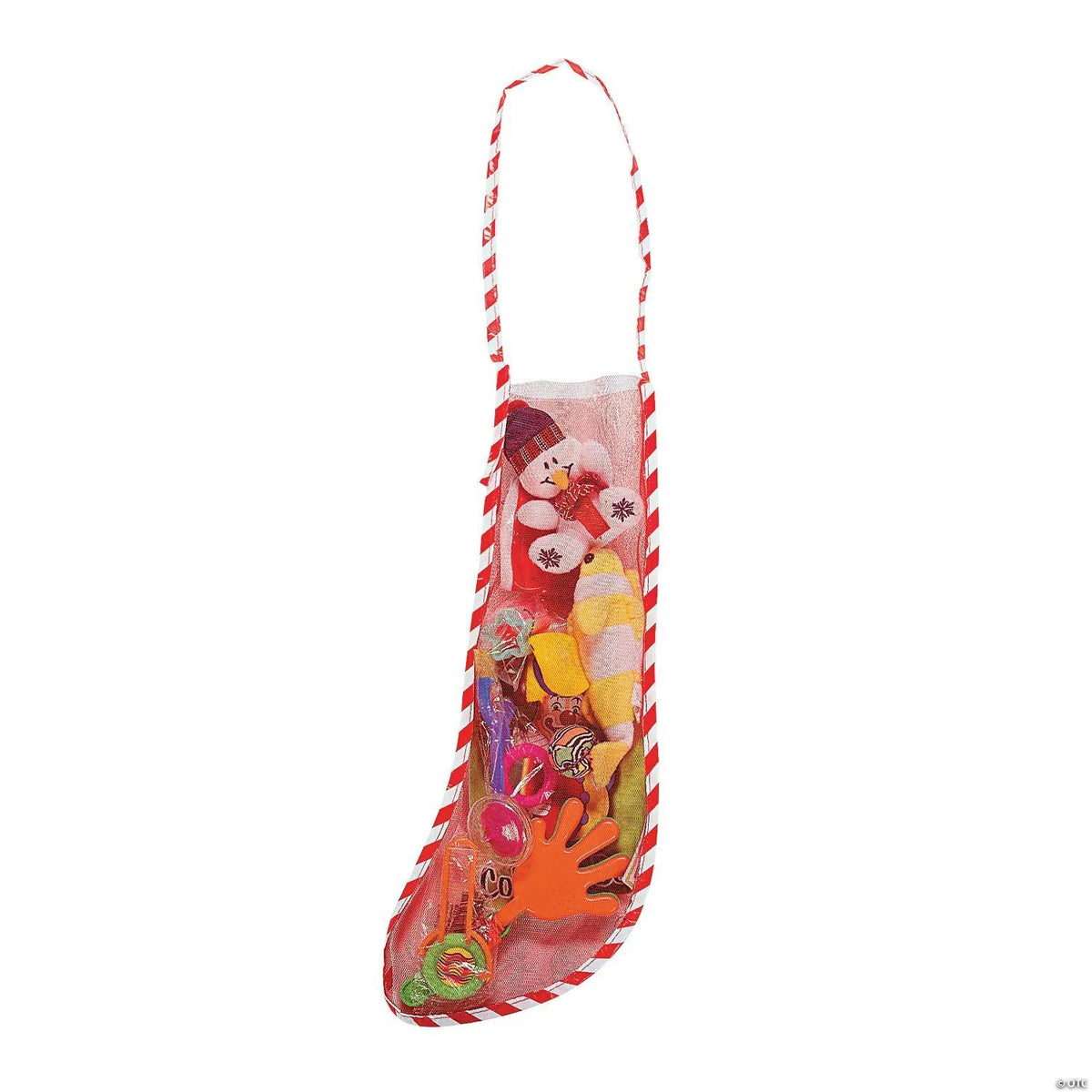 18" Long Red Mesh Christmas Stockings with Carry Strap - 10 Pc.