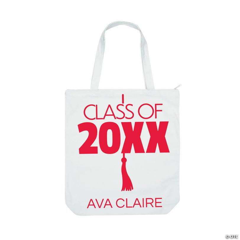 18" x 20" Personalized Graduation Tassel Class of 2026 Zipper Canvas Tote Bag