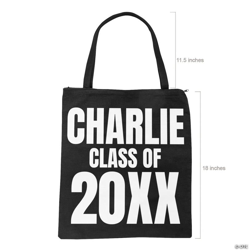 18" x 20" Personalized Large Black Senior Graduation Canvas Tote Bag