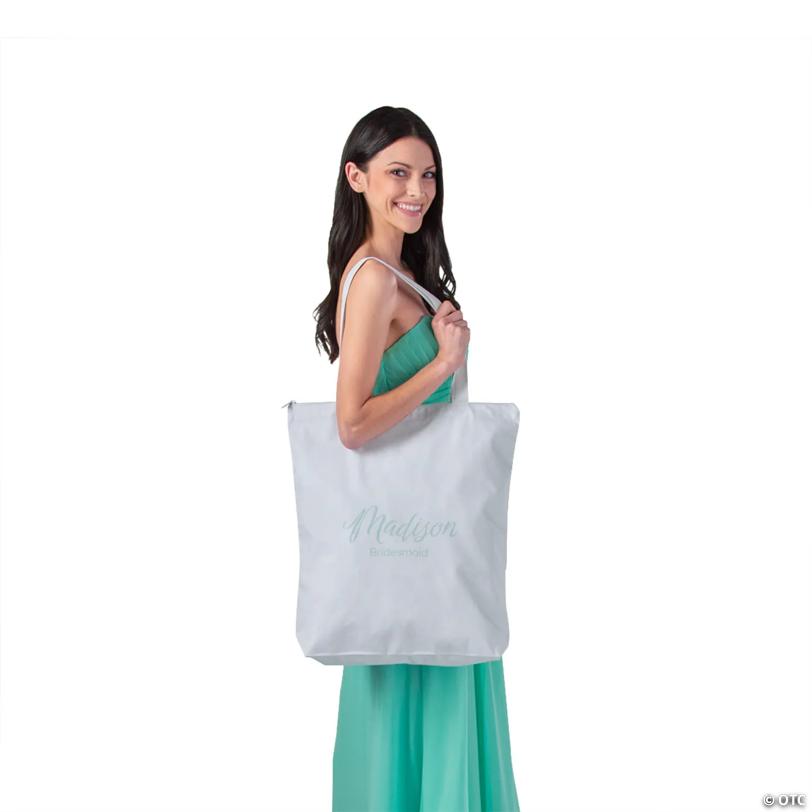 18" x 20" Personalized Large Wedding Party Canvas Zipper Tote Bag